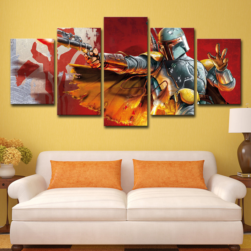 Modern Bedroom Living Room Home Decor 5 Pieces Star Wars Warrior Boba Fett Poster
