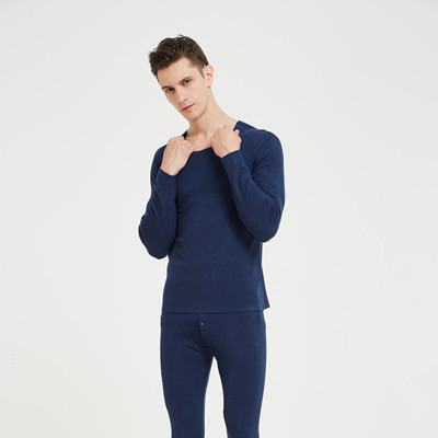 邹平男士竹纤维德绒无痕恒温保暖内衣套装V293  舒适纯色新款