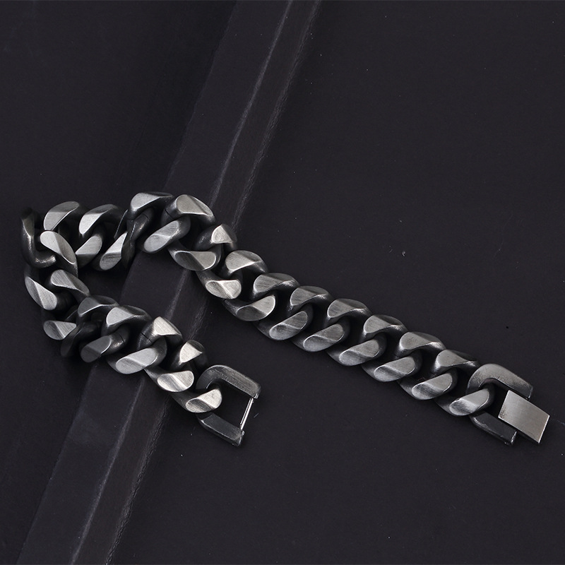 Retro Geometric Solid Color Titanium Steel Stoving Varnish Men's Bracelets display picture 5