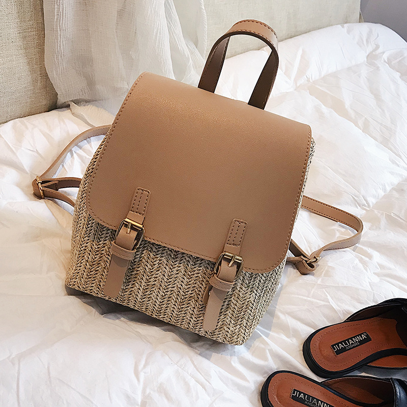 Sac À Dos De Paille 2019 Été Nouvelle Femmes Sac Casual Collège De Style Petit Sac À Dos Coréenne Style Rétro Vacances Plage Sac display picture 8