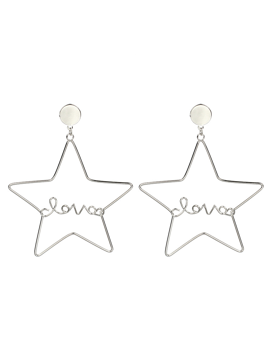 Love Hollow Five-pointed Star Trendy Exaggerated Long Earrings Fashion Korean Earrings For Women display picture 2