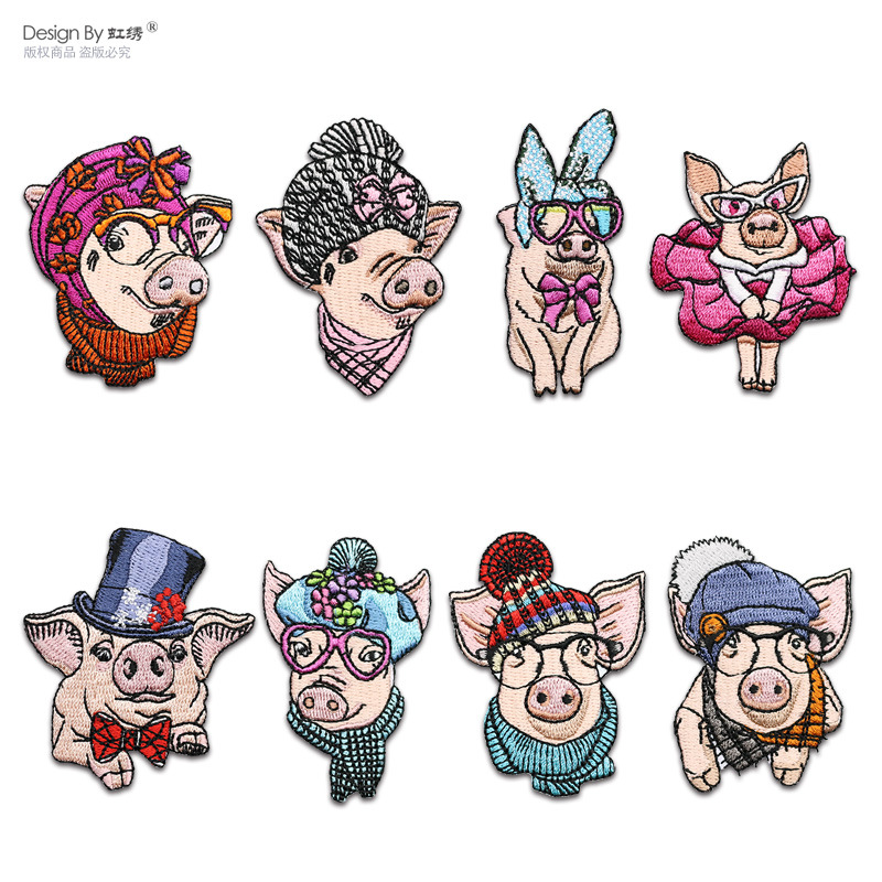 贺岁生肖小猪布贴补丁贴小号羽绒服包包鞋子装饰刺绣礼品背胶可烫