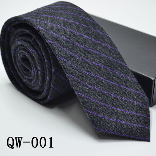 New Korean style men's tie, ultra-narrow imitation wool, elegant and elegant, cotton plaid striped suit tie