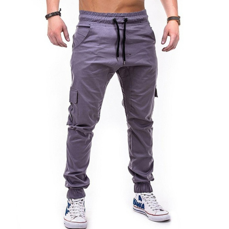 Pantaloni multitasche con coulisse da uomo europei popolari, pantaloni cargo casual da jogging_voghion.com