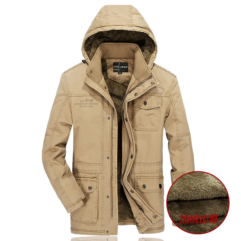 棉衣男装加绒加厚休闲男士大码棉袄中长款冬装棉服外套跨境速卖通