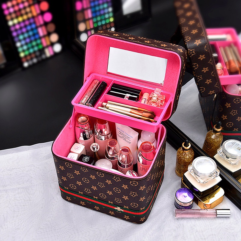 Cross border Specifically for major customized portable Cosmetic High-capacity Retro Stereotype Makeup box Bag Foreign trade Exit