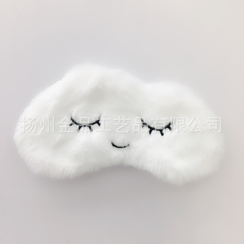 Piel de conejo de dibujos animados nube máscara de ojo pestañas bordado lindo ojos grandes sueño sombreado máscara de ojo fabricante en stock