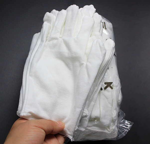 Хлопчатобумажные перчатки белые охраны труда утолщенные хлопчатобумажные работы тонкие средней толщины этикет качества Wenwan инспекции перчатки оптом