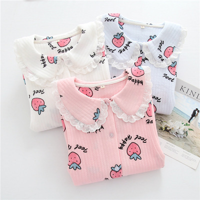 秋冬季加厚月子服 夹棉空气层孕产妇睡衣哺乳喂奶衣套装|ms