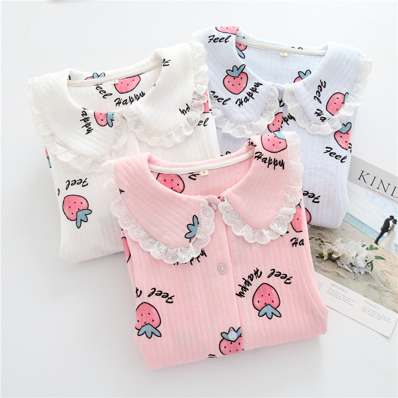 秋冬季加厚月子服 夹棉空气层孕产妇睡衣哺乳喂奶衣套装|ms