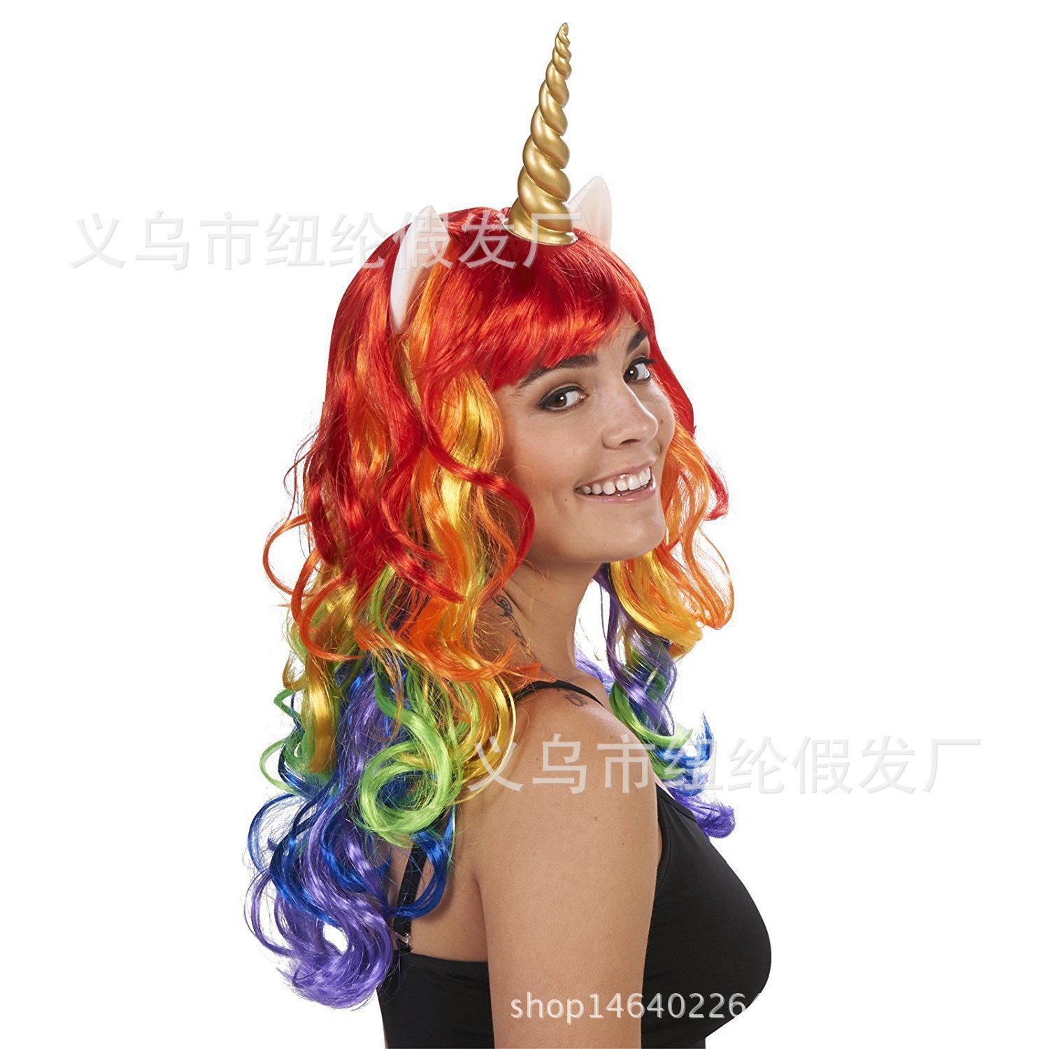Peluca de color de UNICORN colorido peluca ondulada colorida caballo anime Peluca de UNICORN
