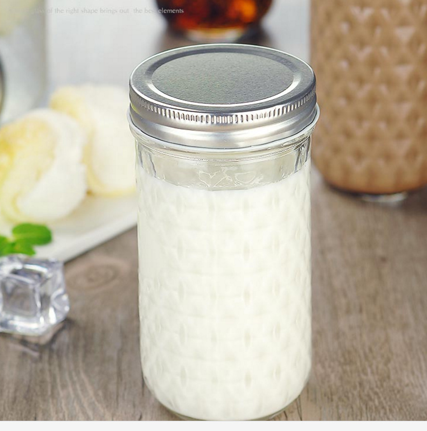 批发时尚菱形梅森杯饮料杯钻石杯果汁杯 餐饮奶茶饮料杯果酱瓶