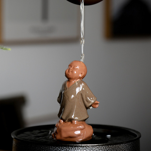 Chinese Zen creative purple sand ceramic monk car decoration ornaments cute little novice tea pet ornaments