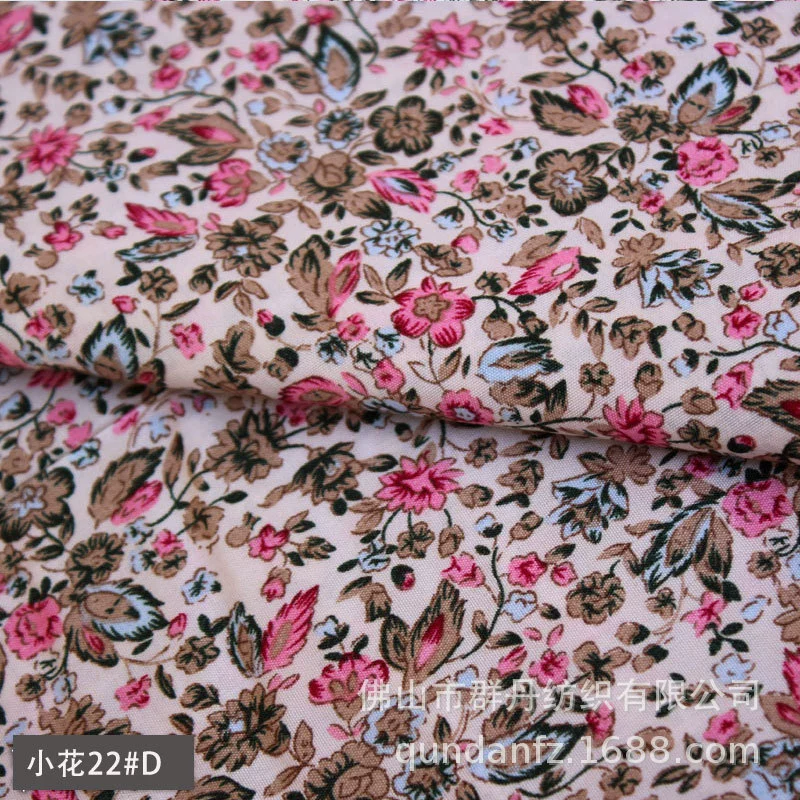 Поставки в розницу imitation cotton flat-grained small floral printing cloth polyester spring Asian spinning shoe hat clothing cloth auxiliary material fabric