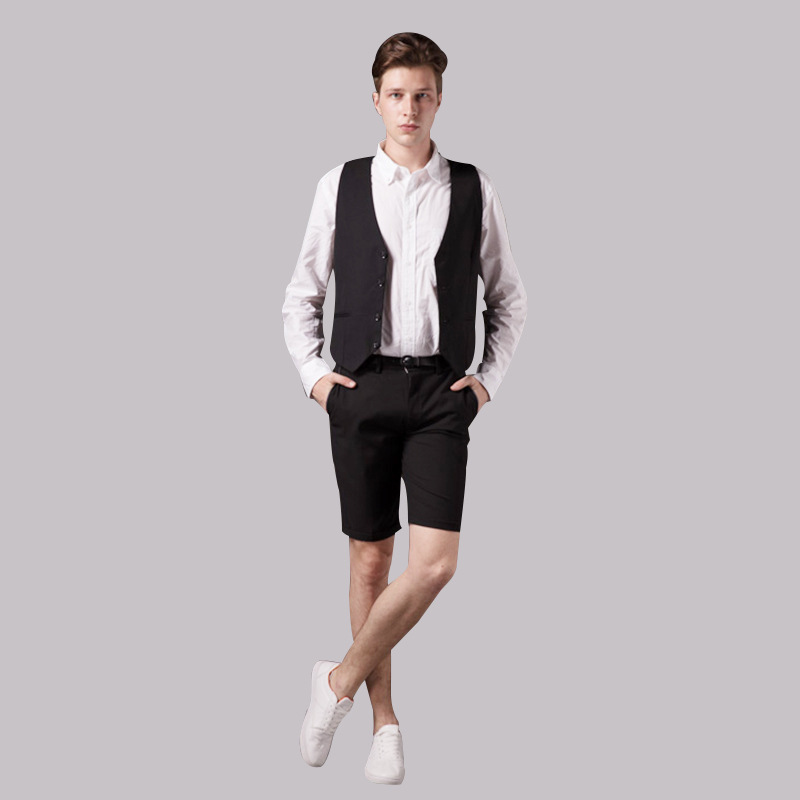 新款男士西裤短裤款 弹力直筒男装裤子 纯色休闲短裤厂家直销批发