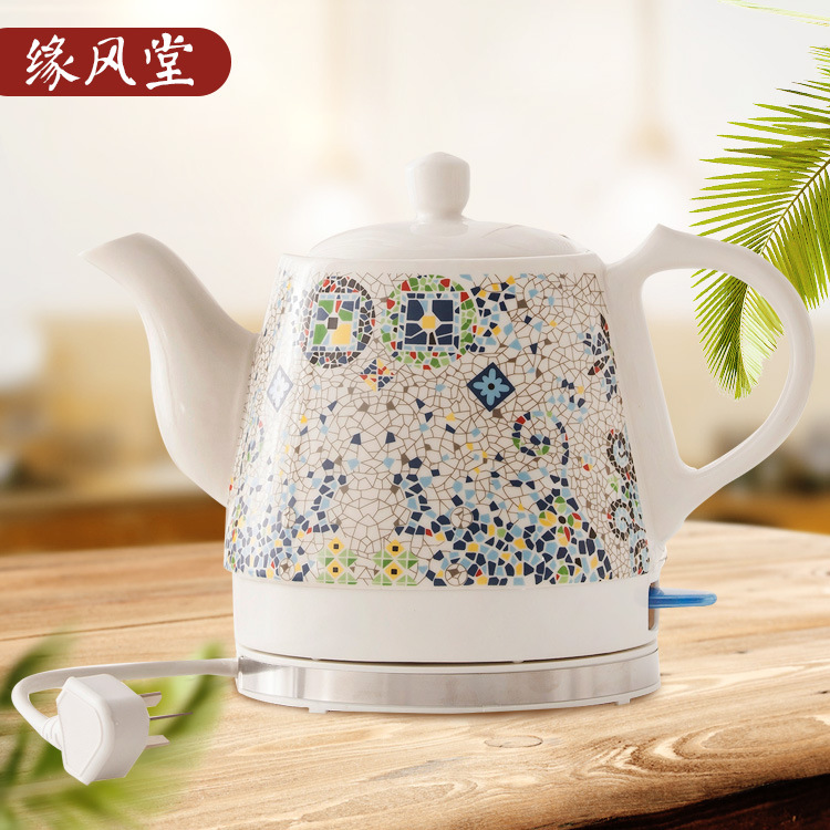 1.2L景德镇电热水壶 陶瓷烧水煮茶自动断电电壶电茶壶一件代发