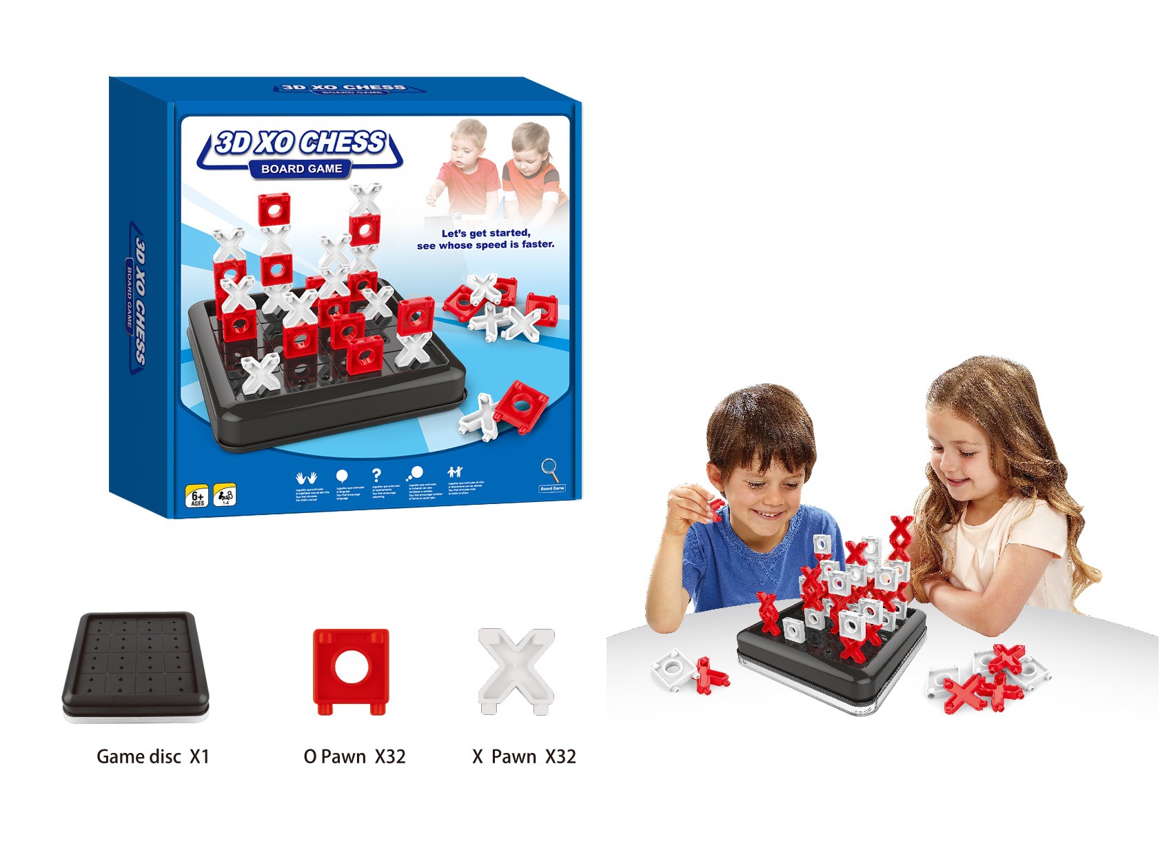 three-dimensional Tic-tac-toe Chess game Parenting interaction children Puzzle Toys Amazon Explosive money three-dimensional Tic-tac-toe