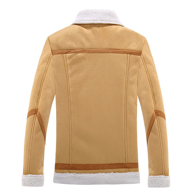 Autumn and winter men’s Lapel Plush cashmere coat casual cotton jacket