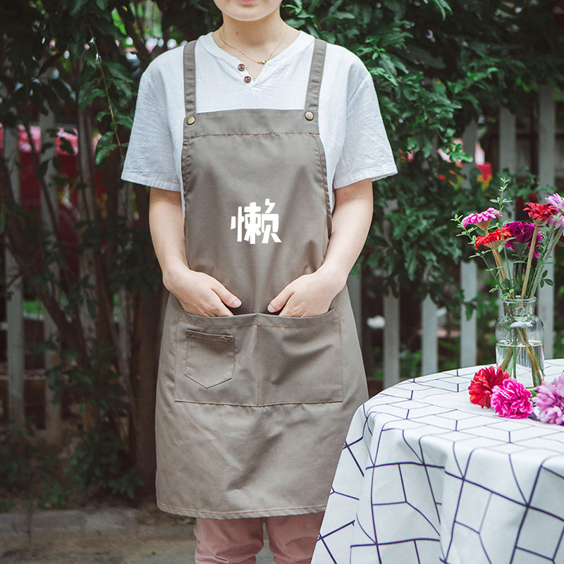 Simple creativo personalizado delantal cocina estilo coreano pareja de moda hombres y mujeres limpieza de cocina en casa anti-fouling cintura negro