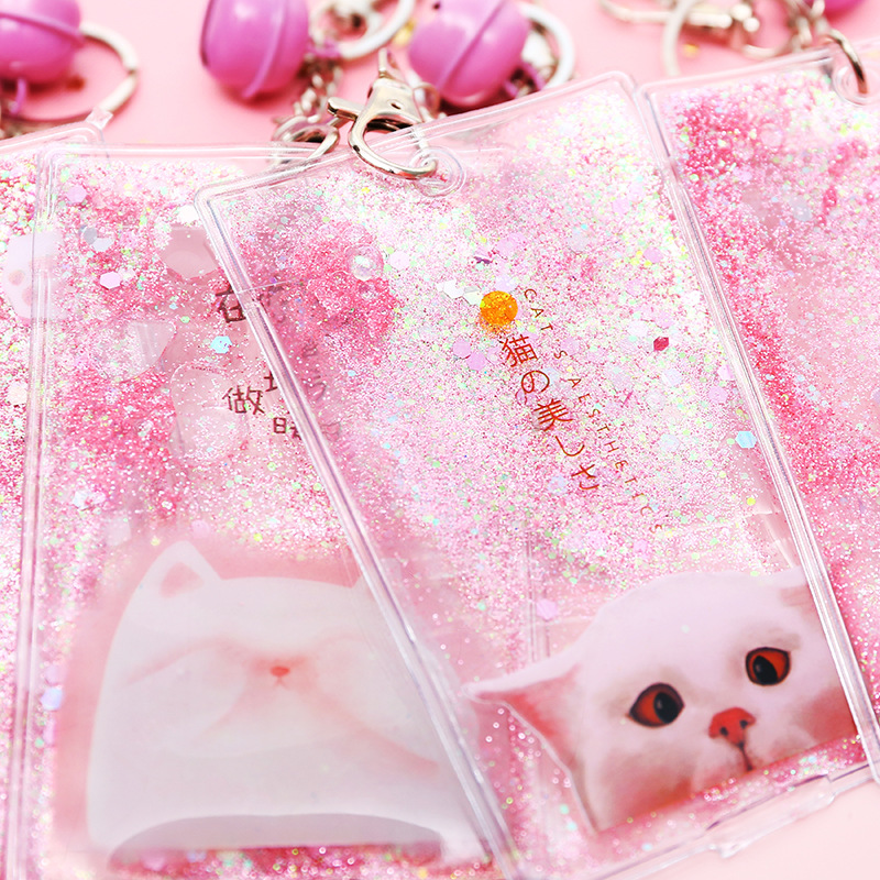 1496 the republic of korea Quicksand Bus card sleeve Like a breath of fresh air smart cover student Meal card Access control Card Holder Key buckle