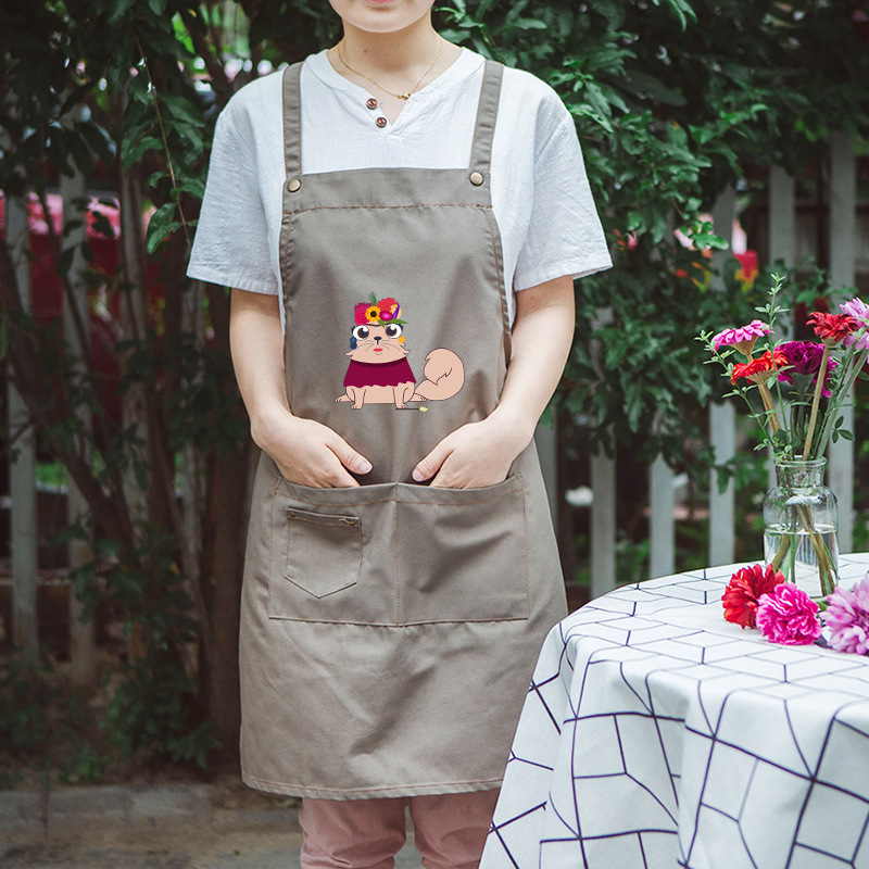Tienda de flores para mascotas ropa de trabajo delantal cocina moda coreana anti-fouling anti-aceite pareja delantal de cocina logotipo imprimible