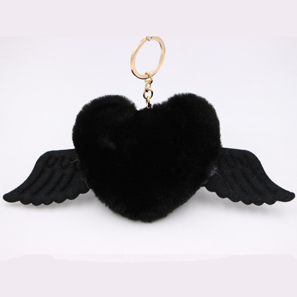 1 Piece Simple Style Heart Shape Imitate Rex Rabbit Fur Alloy Stoving Varnish Keychain display picture 1