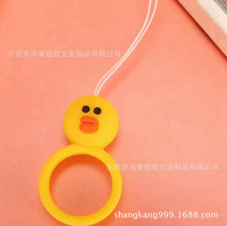 时尚新款硅胶指环挂绳 滴胶卡通挂绳 防摔短挂绳