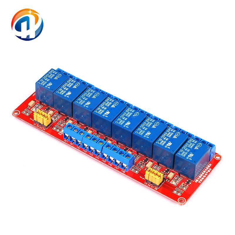 8-channel 5V relay module with optocoupler isolation, high/low level trigger, for PLC control expansion board