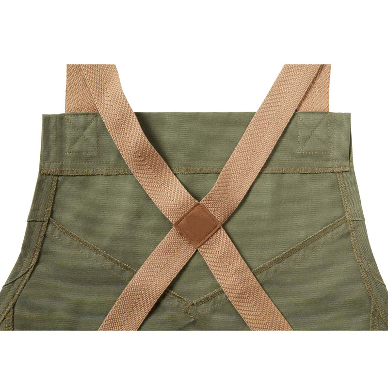 8盎司100％纯棉帆布围裙可调节交叉背带工作围裙咖啡厨师定制LOGO