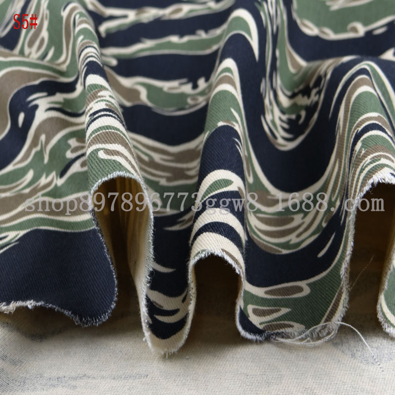 全棉纱卡虎纹迷彩 蛇皮纹迷彩潮牌面料 涂料水印丝印数码印等工艺