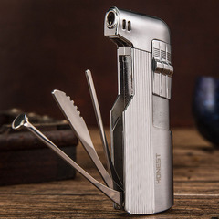 Baicheng pipe machine oblique fire old-fashioned retro open flame lighter inflatable with smoke knife pressure rod scraper Amazon manufacturer