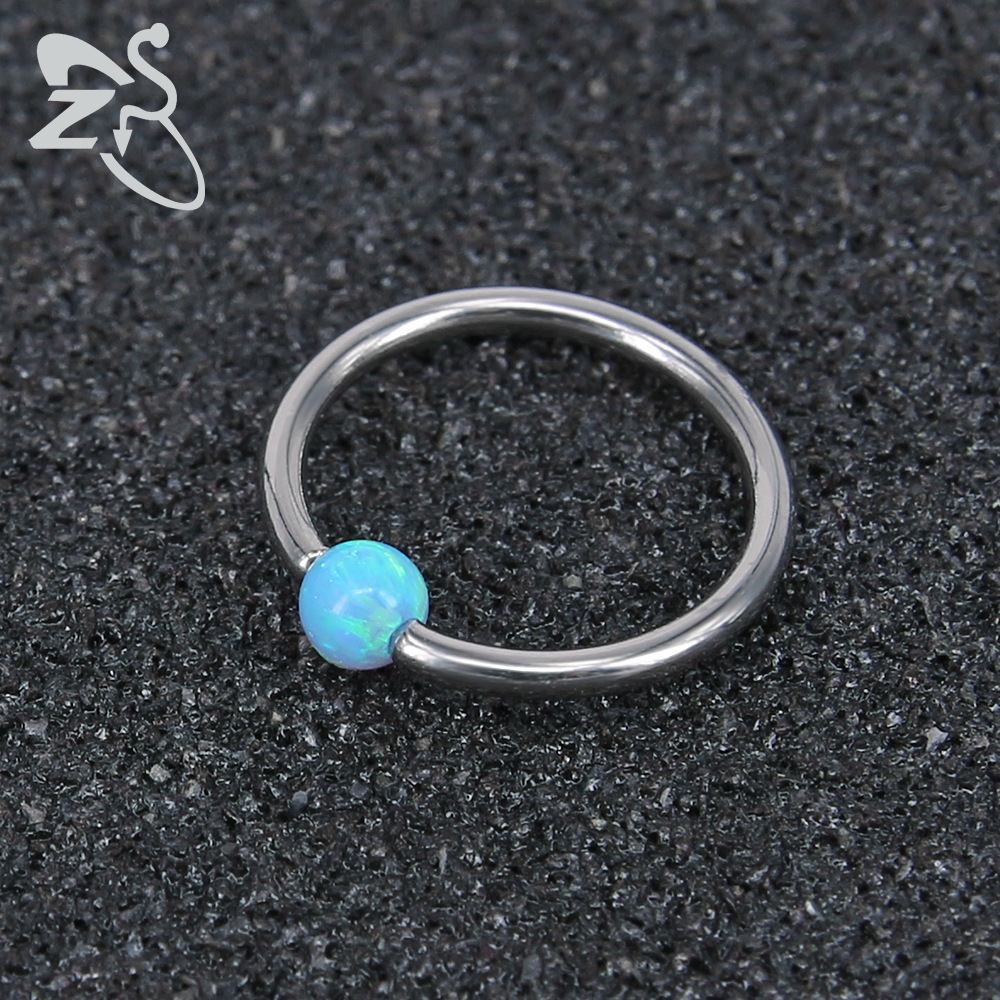 316L Stainless Steel Nose Ring Clip Ball for Women Men - AB White Opal Nose Stud Piercing Jewelry detail image 5