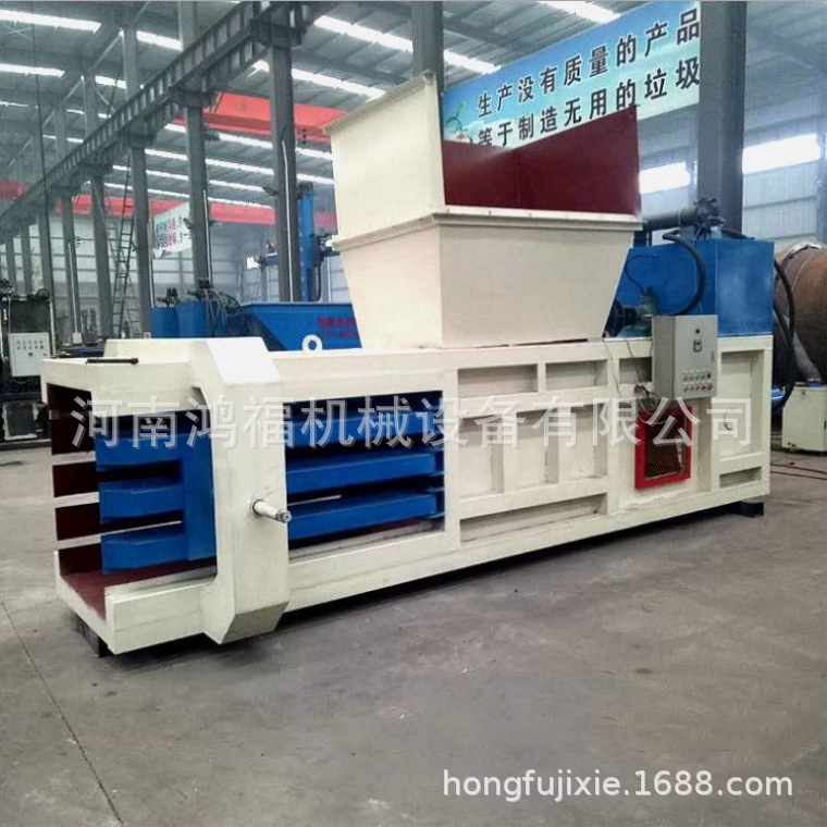 100牧草树皮液压打包机 废旧纸箱薄膜打捆机卧式全自动打包机参数