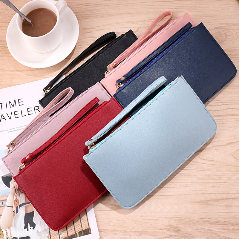 Korean Style Color Contrast Soft Face Long Wallet Fashionable Large Capacity Double Layer Mobile Phone Hand-held Coin Purse Small Bag Korean Style Color Contrast Soft Face Long Wallet Fashionable Large Capacity Double Layer Mobile Phone Hand-held Coin Purse Small Bag