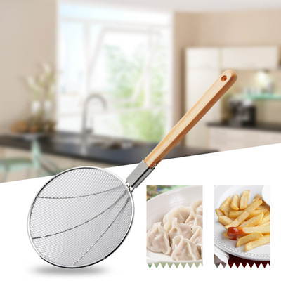 不锈钢网漏厨房加粗网木柄漏勺酒店用品厨师用品线漏捞篱大网勺|ms