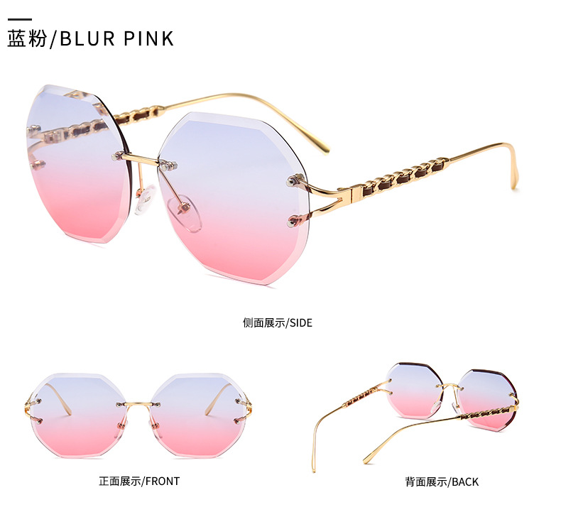 Frameless Diamond Cut Rope Imitation Leather Decorative Modern Retro Sunglasses display picture 9