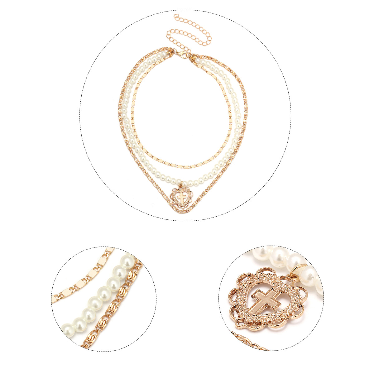 Alloy Fashion Sweetheart Clavicular chain(Golden) NHXR2261-Golden