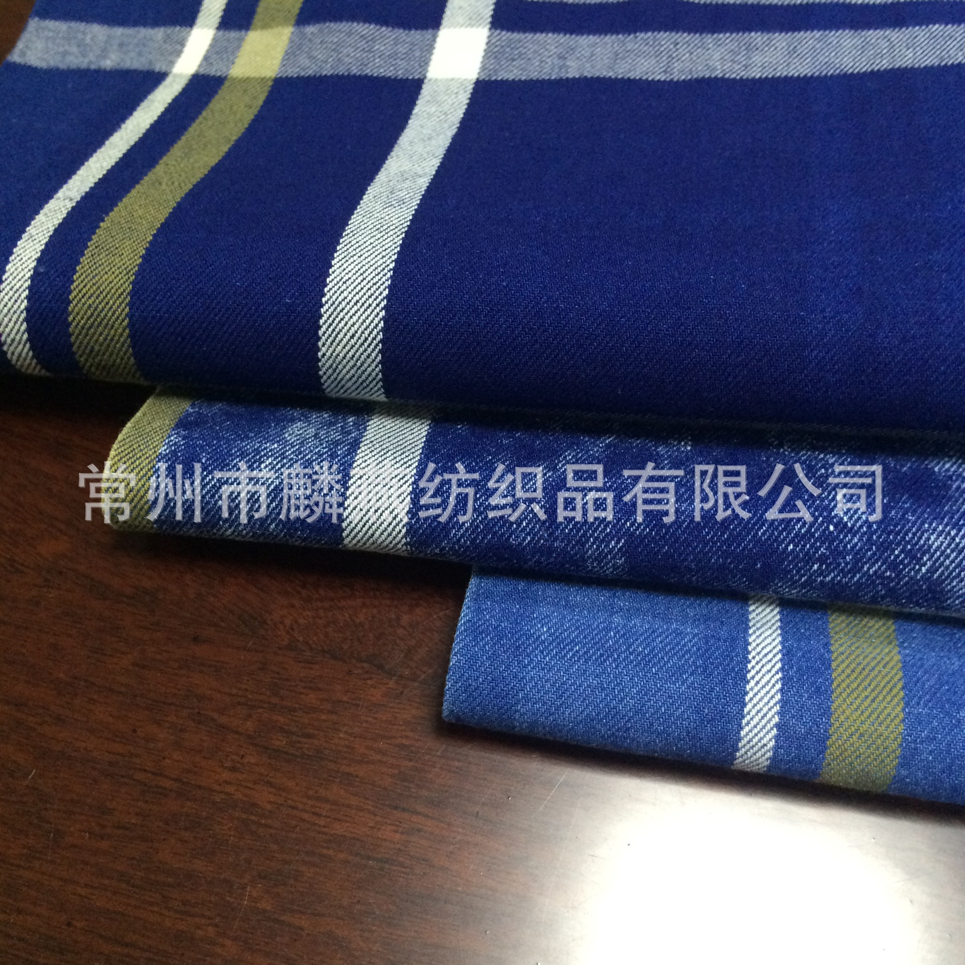 【厂家直销】春夏热卖#LY-1019靛蓝牛仔格子布 色织牛仔格 可水洗