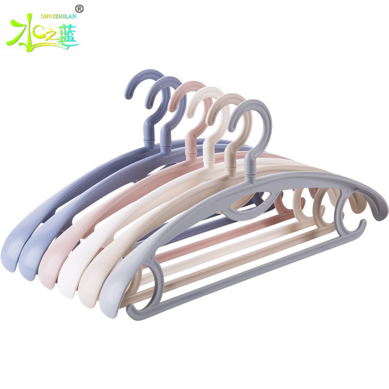 Blue Water thickening Broad shoulders No trace Clothes hanger non-slip Clothes hanger household Plastic Clothing support multi-function Clothes hanger