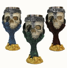 外貿原單Skull goblet 3D立體鷹爪骷髏頭高腳杯不銹鋼內膽紅酒