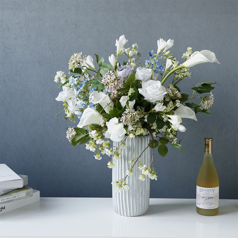 white Freesia Calla Lily Vase of Flowers suit Home Furnishing Flower art ornament hotel Open Houses Art flower arrangement Decoration