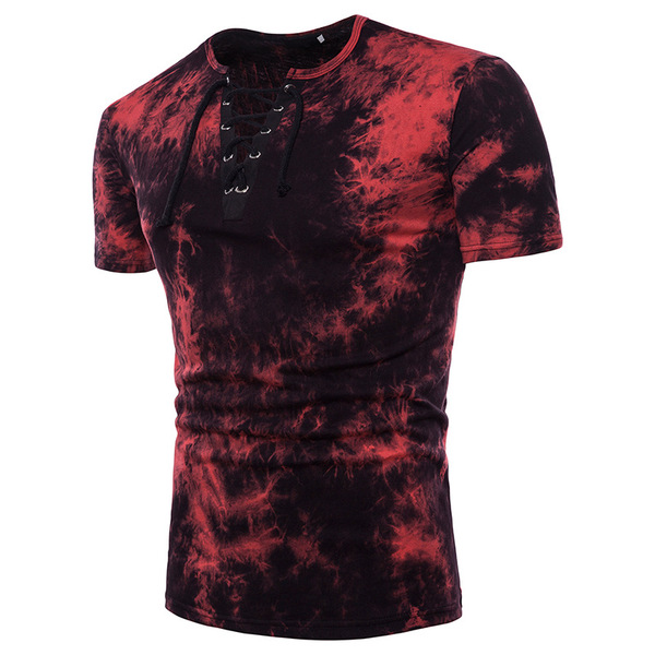 Men's T-Shirt Color Trendy Strap V-neck Design Fashion  