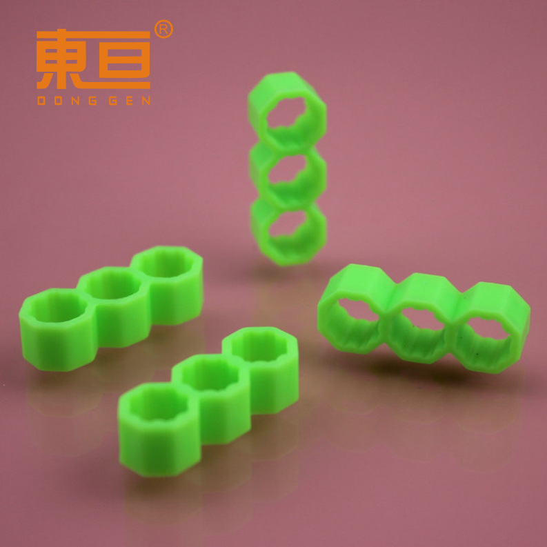 BJ2797绿 三联八角 连接件 八角插件 科技积木零件 配合十道杆