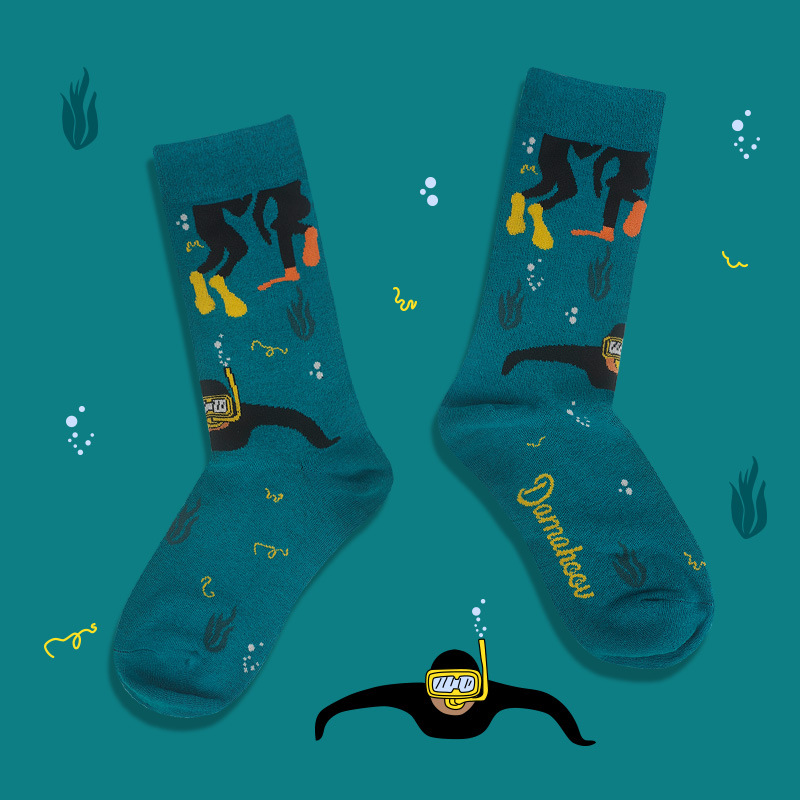 Chaussettes mi-mollet en coton pour homme et femme, motif dessin animé, style mignon, automne-hiver 2025_voghion.com