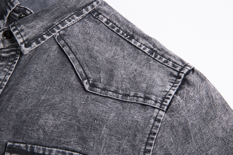 Camicia di jeans uomo a maniche corte stile europeo estiva_voghion.com