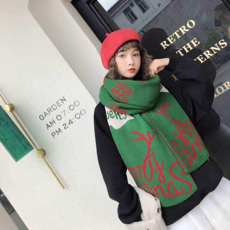 Paire de châles chauds en tricot d'hiver de Noël pour sœurs et étudiantes, écharpe douce, cadeau de Noël_voghion.com