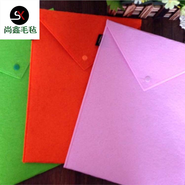 厂家供应简约时尚按扣式毛毡文件包 批发韩版毛毡文件袋