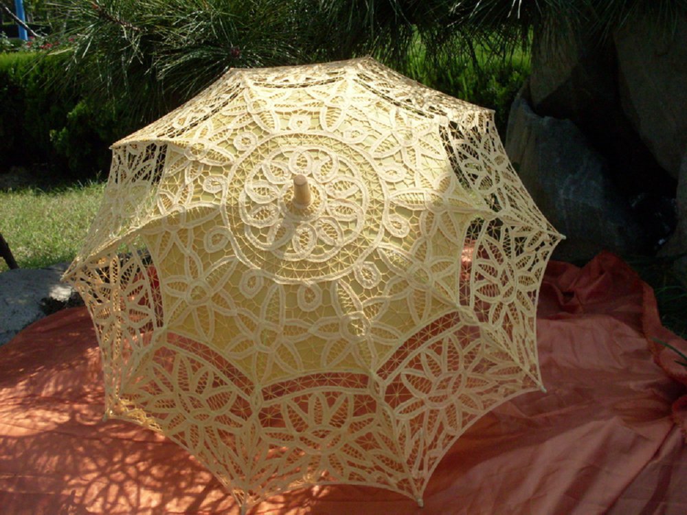 批發定做手繡傘太陽傘刺繡工藝傘山東大紅色婚慶傘歐式镂空手工傘