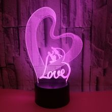 外貿新款愛心LOVE 3D led七彩小夜燈 情人節創意禮品氛圍3D小台燈