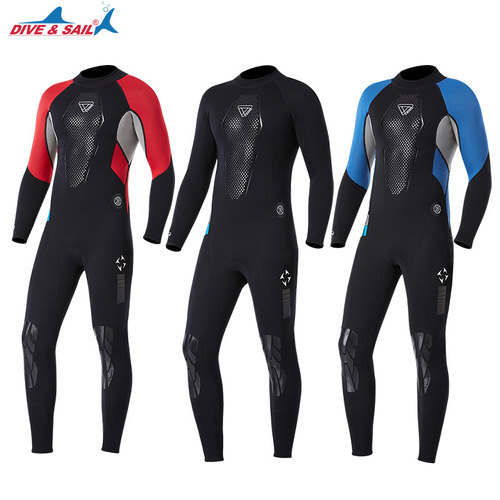 DIVE&SAIL new 3MM wetsuit men's wet one-piece warm wetsuit long-sleeved waterproof mother-in-law snorkeling swimsuit